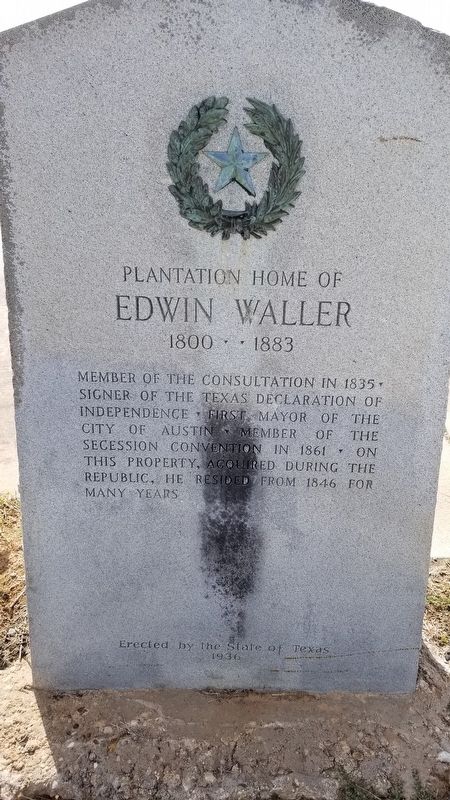 Plantation Home of Edwin Waller Marker image. Click for full size.
