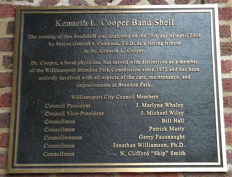 Kenneth L. Cooper Band Shell Marker image. Click for full size.