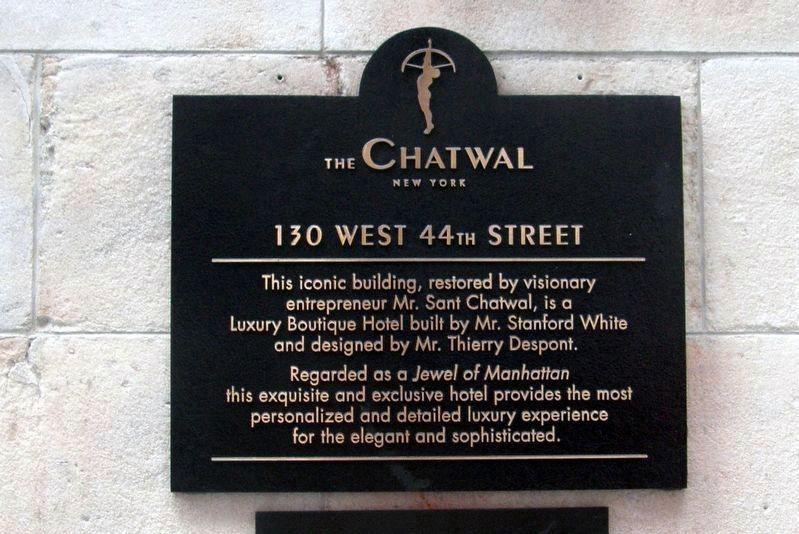 The Chatwal Hotel plaque image. Click for full size.