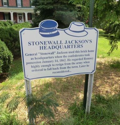 Stonewall Jackson's Headquarters Marker. Click for full size. Stonewall Jackson's Headquarters Marker image. Click for full size.