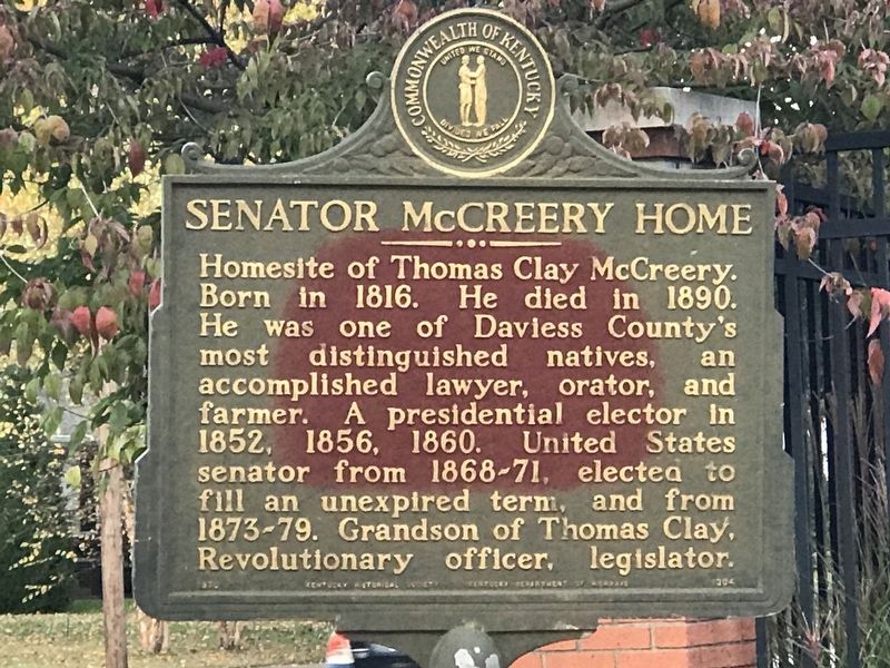 Senator McCreery Home Marker image. Click for full size.