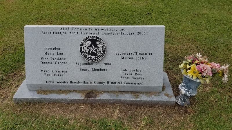 Additional Alief Cemetery Marker image. Click for full size.