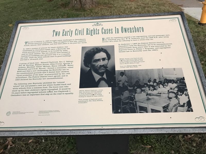 Two Early Civil Rights Cases in Owensboro Marker image. Click for full size.