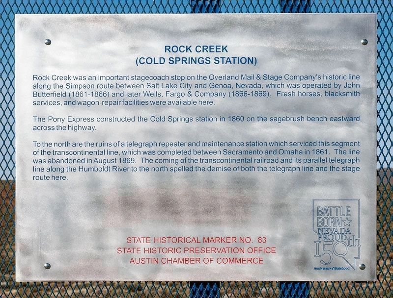 Replacement Rock Creek Marker <i>Replacement</i> image. Click for full size.