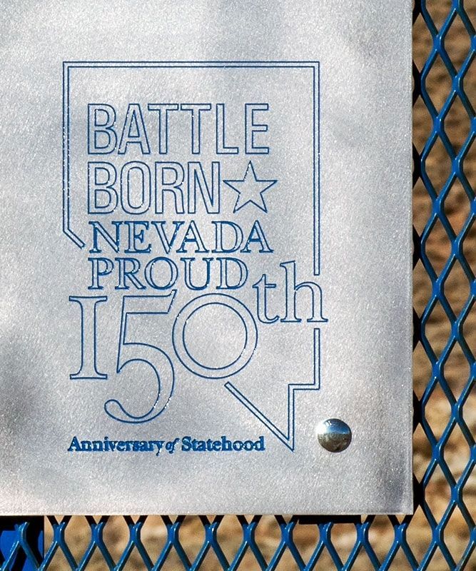 Nevada Sesquicentennial Logo image. Click for full size.