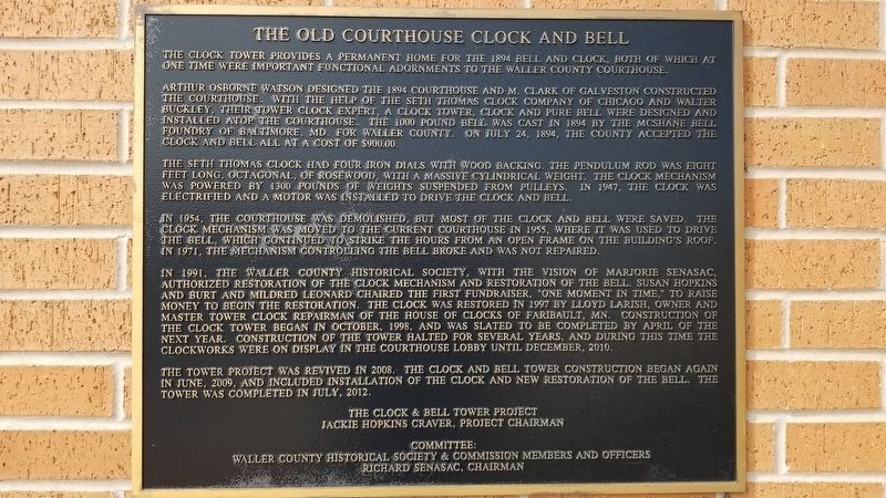 The Old Courthouse Clock and Bell Marker image. Click for full size.