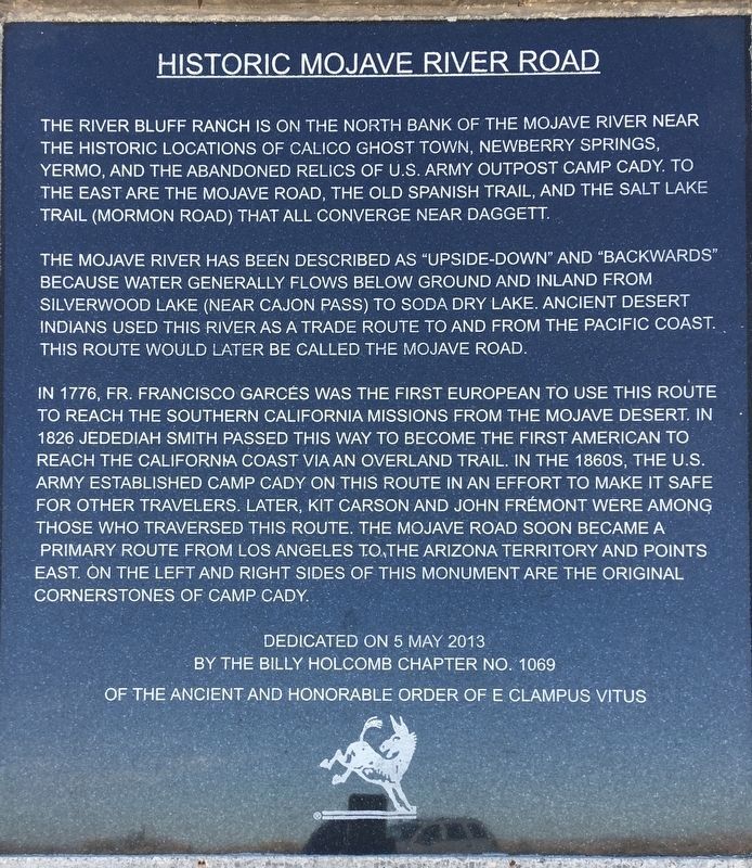 Historic Mojave River Road Marker image. Click for full size.