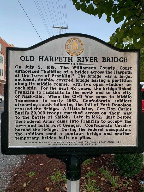 Old Harpeth River Bridge Marker image. Click for full size.