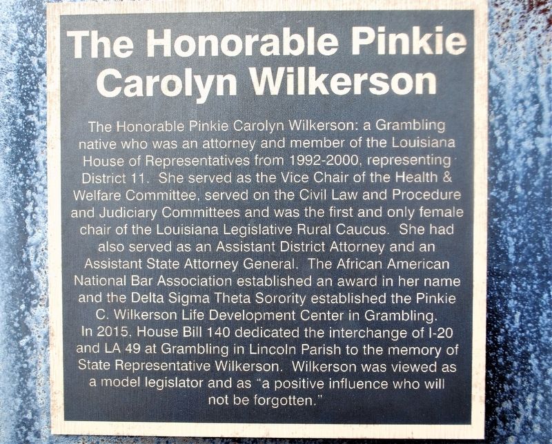 The Honorable Pinkie Carolyn Wilkerson Marker image. Click for full size.