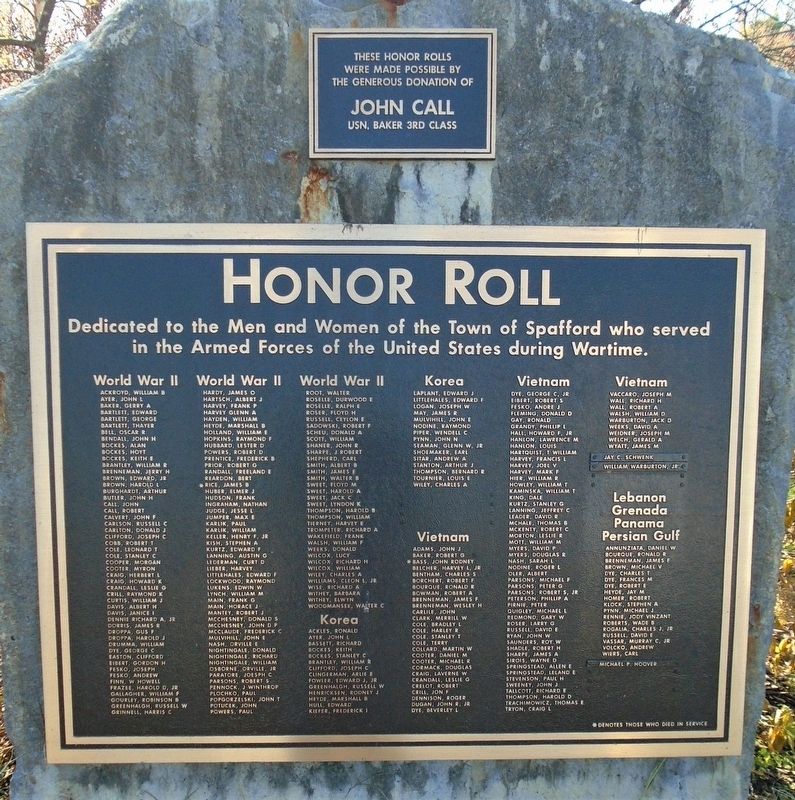 Spafford Veterans Memorial Honor Roll image. Click for full size.