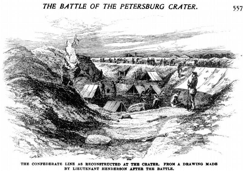 The Battle of the Petersburg Crater:<br>The Confederate Line as Reconstructed at the Crater image. Click for full size.