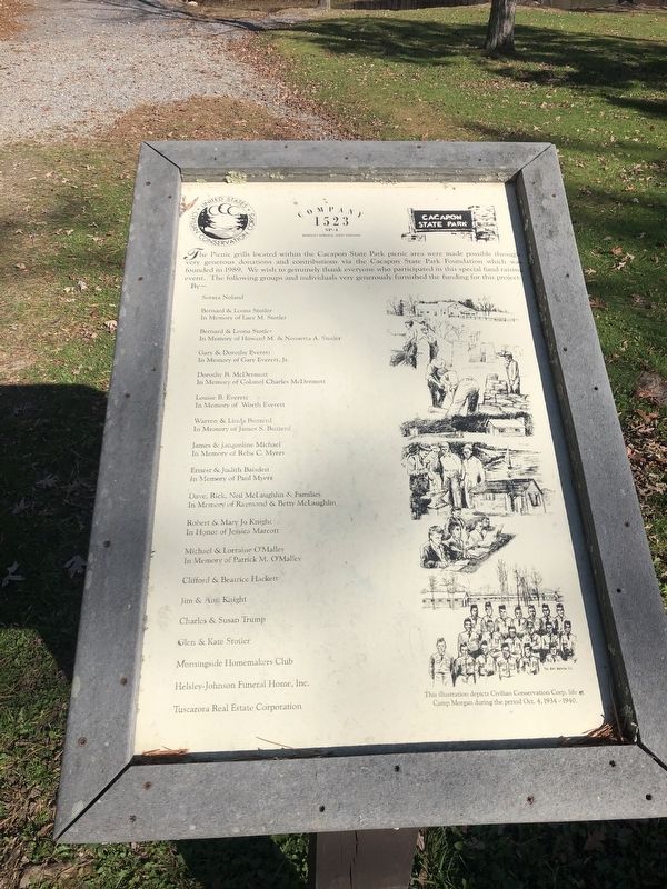 Cacapon State Park Picnic Grills Marker. Click for full size. Cacapon State Park Picnic Grills Marker image. Click for full size.