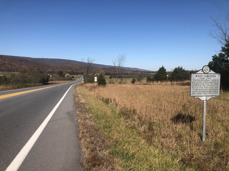 West Virginia (Morgan County) / Virginia Marker. Click for full size. West Virginia (Morgan County) / Virginia Marker image. Click for full size.