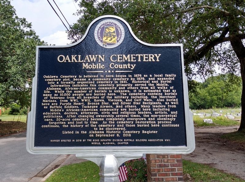 Oaklawn Cemetery Historical Marker image. Click for full size.