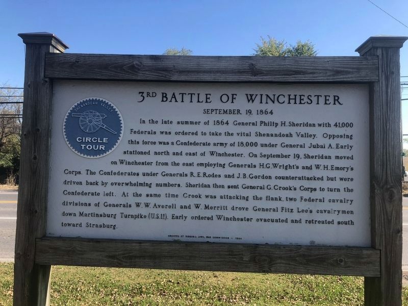 3rd Battle of Winchester Marker. Click for full size. 3rd Battle of Winchester Marker image. Click for full size.