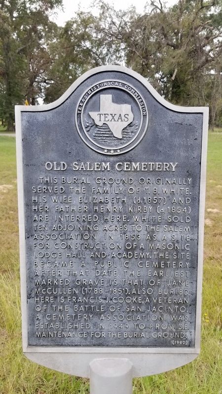 Old Salem Cemetery Marker image. Click for full size.
