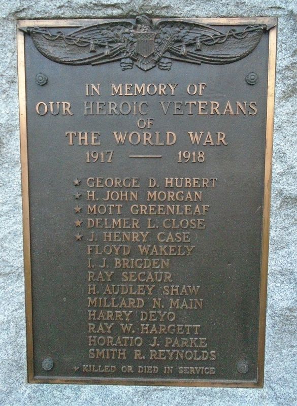 Veterans Memorial WWI Marker image. Click for full size.