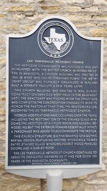 Lee Tabernacle Methodist Church Marker image. Click for full size.