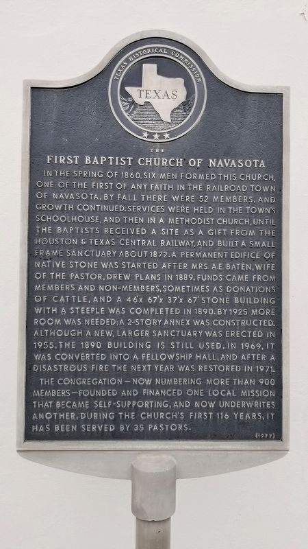 The First Baptist Church of Navasota Marker image. Click for full size.