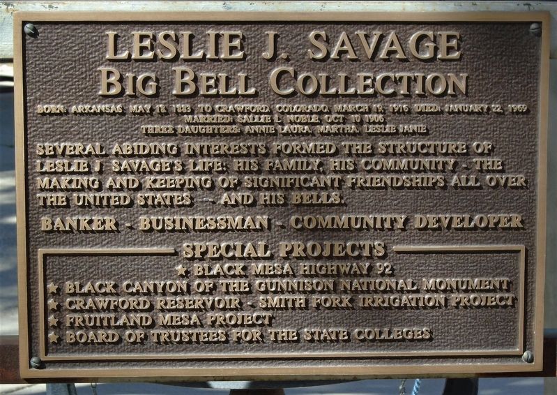 Leslie J. Savage Big Bell Collection Marker image. Click for full size.