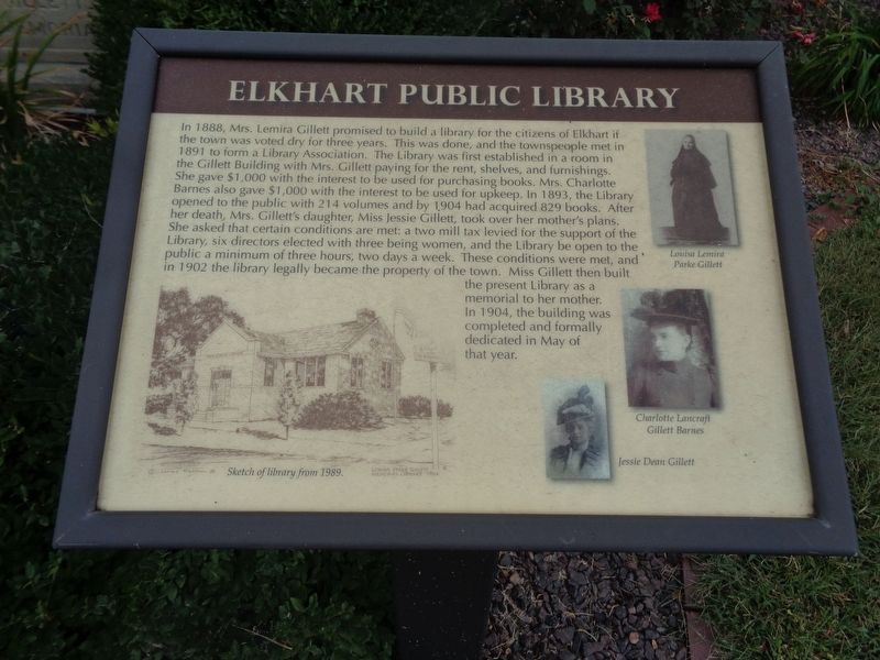 Elkhart Public Library Marker image. Click for full size.