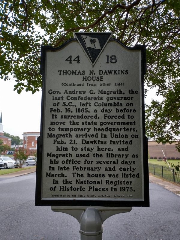 Thomas N. Dawkins House Marker (Back) image. Click for full size.