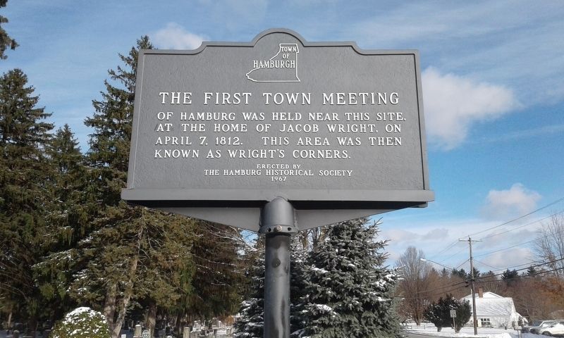 First Town Meeting Marker. Click for full size. First Town Meeting Marker image. Click for full size.