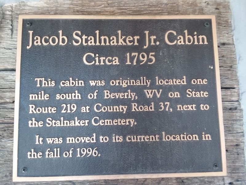 Jacob Stalnaker Jr. Cabin Marker image. Click for full size.