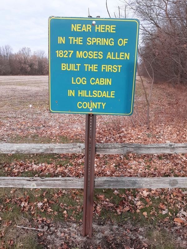Site of First Log Cabin in Hillsdale County Marker image. Click for full size.