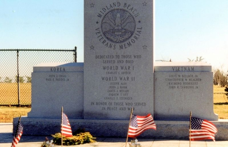 Midland Beach Veterans Memorial. Click for full size. Midland Beach Veterans Memorial image. Click for full size.