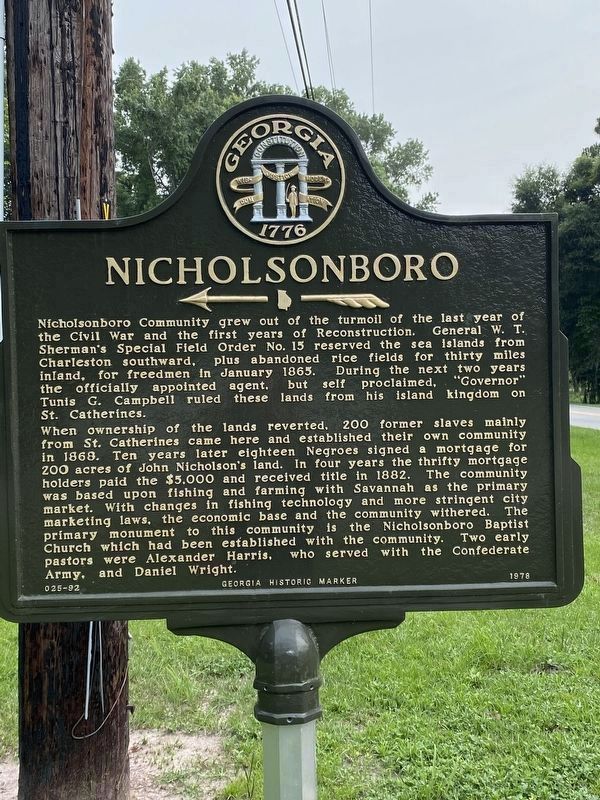 Nicholsonboro marker (restored) image. Click for full size.