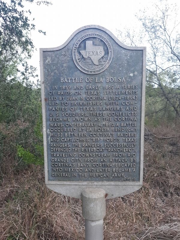 Texas Historical Commission Marker: Battle of La Bolsa February 4, 1860