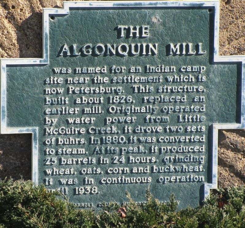 The Algonquin Mill Marker image. Click for full size.