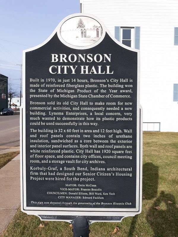 Bronson City Hall Marker image. Click for full size.