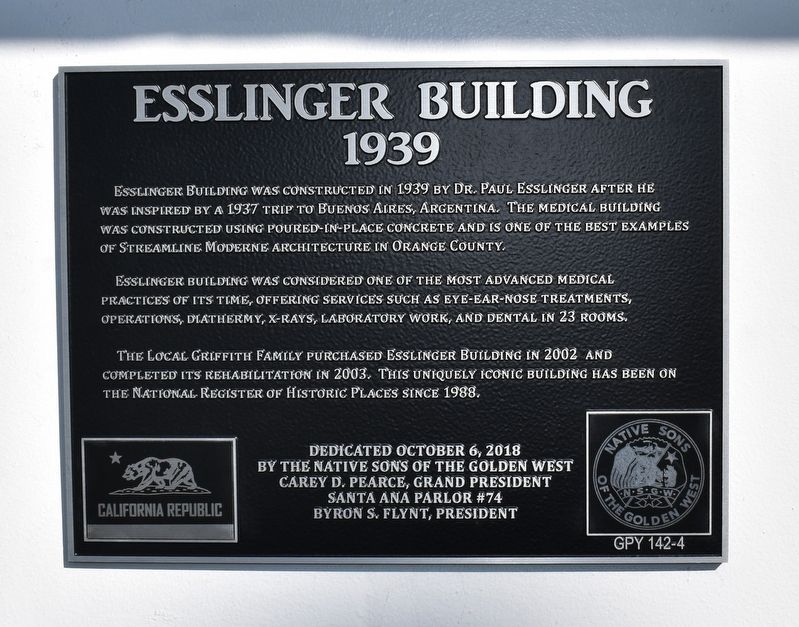 Esslinger Building Marker image. Click for full size.
