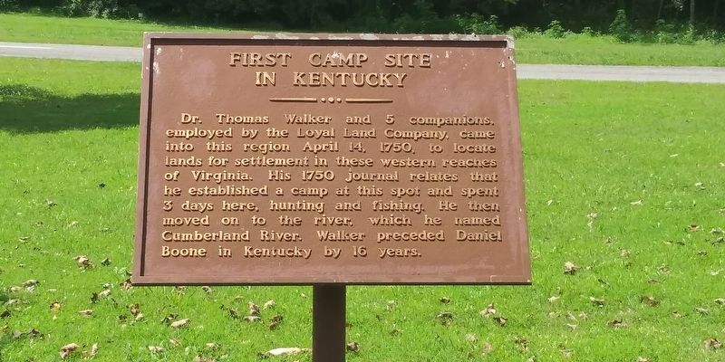 First Camp Site In Kentucky Marker image. Click for full size.