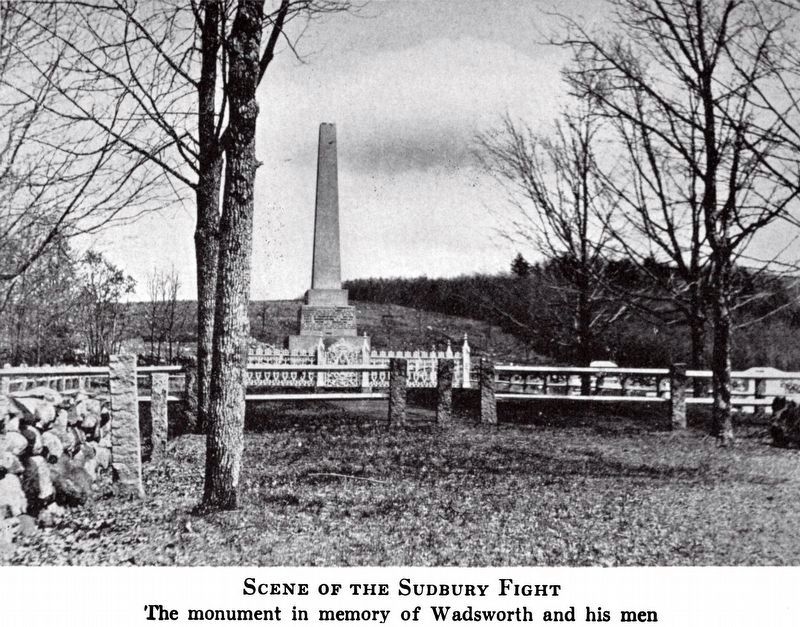 Scene of the Sudbury Fight,<br>The Monument in Memory of Wadsworth and his Men image. Click for full size.
