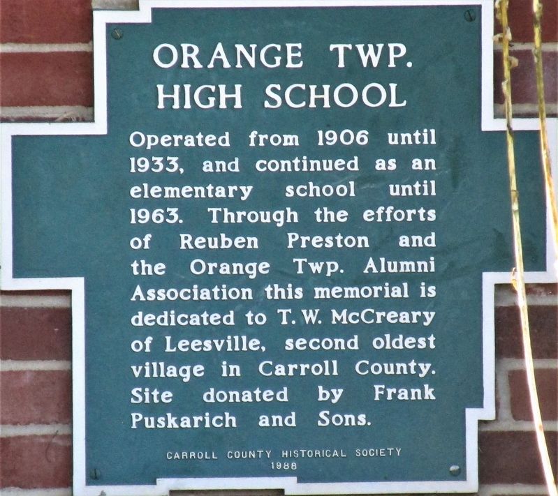 Orange Twp. High School Marker image. Click for full size.