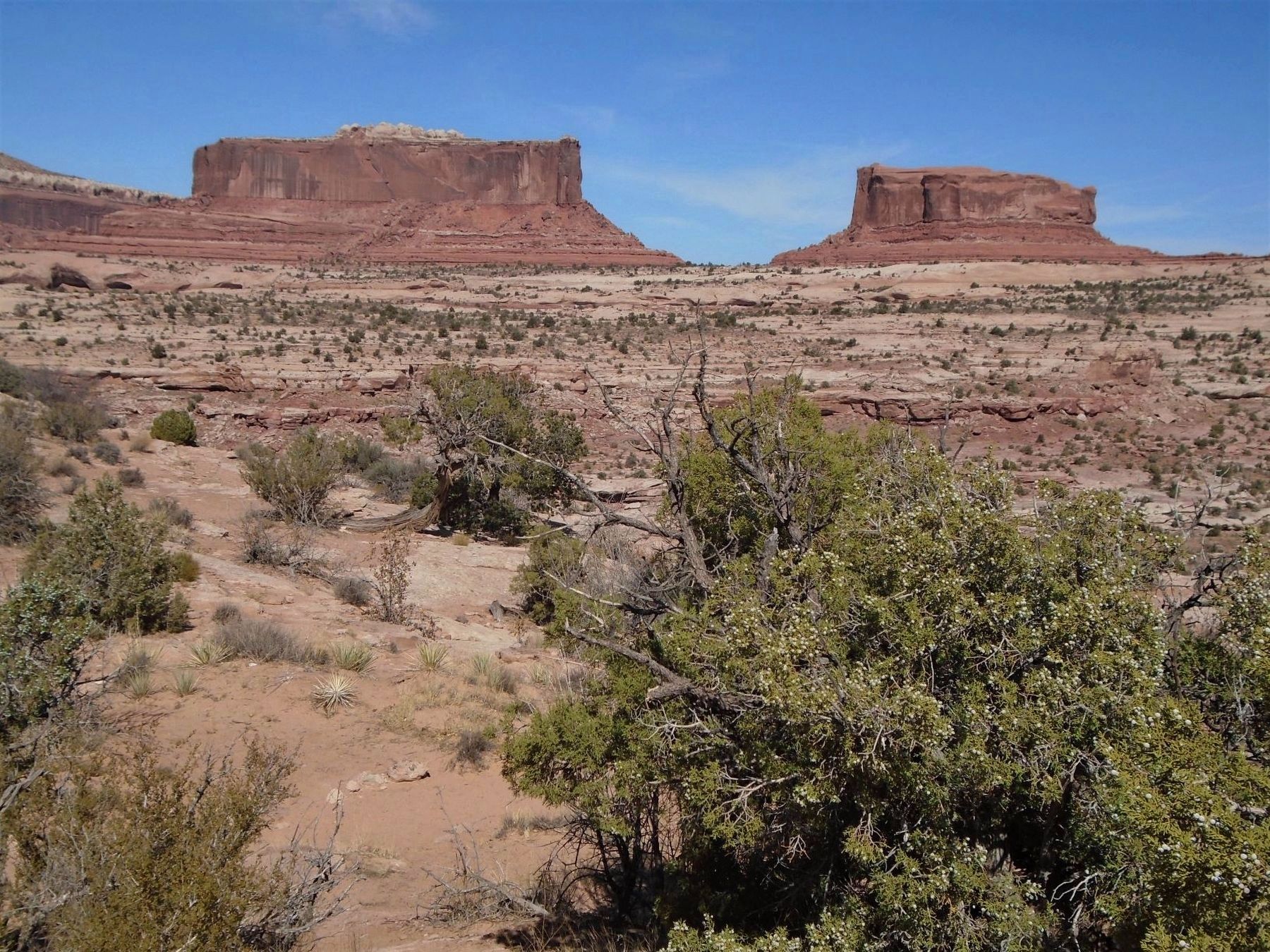 Merrimac Butte (left) and Monitor Butte (right) image. Click for full size.