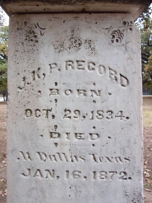 James K. Polk Record headstone detail image. Click for full size.