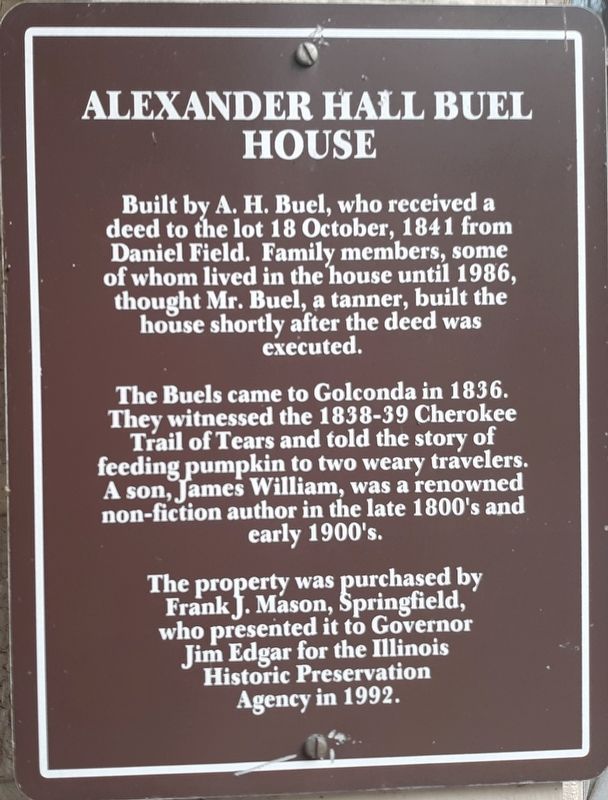 Alexander Hall Buel House Marker image. Click for full size.