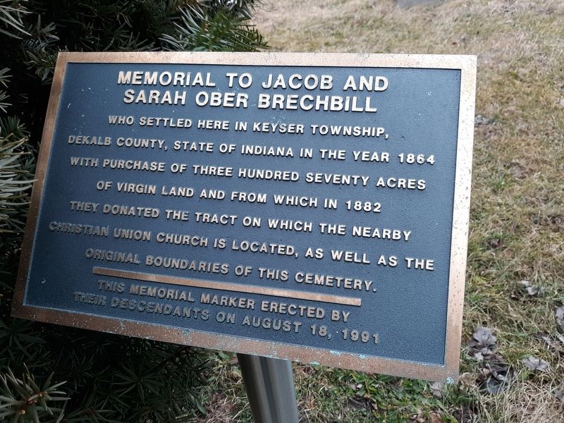 Memorial To Jacob And Sarah Ober Brechbill Marker image. Click for full size.
