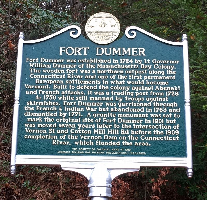 Fort Dummer Marker image. Click for full size.