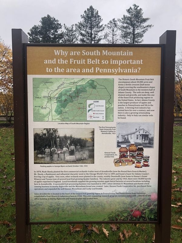 Why are South Mountain and the Fruit Belt so important to the area and Pennsylvania? Marker image. Click for full size.