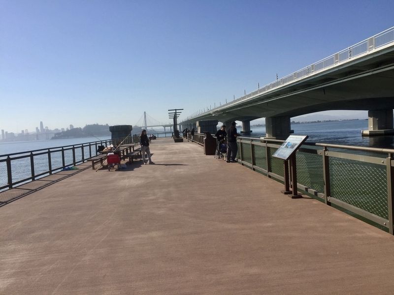 The Oakland - San Francisco Bay Bridge Marker, looking west towards San Francisco image. Click for full size.