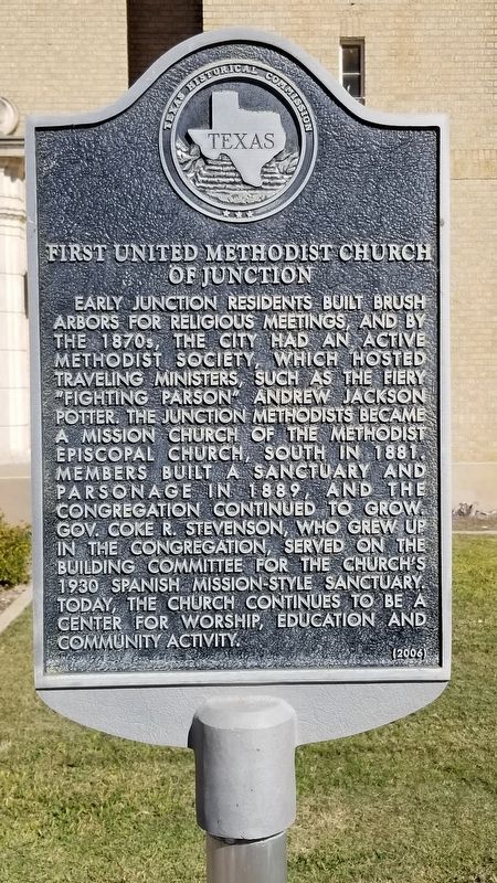 First United Methodist Church of Junction Marker image. Click for full size.