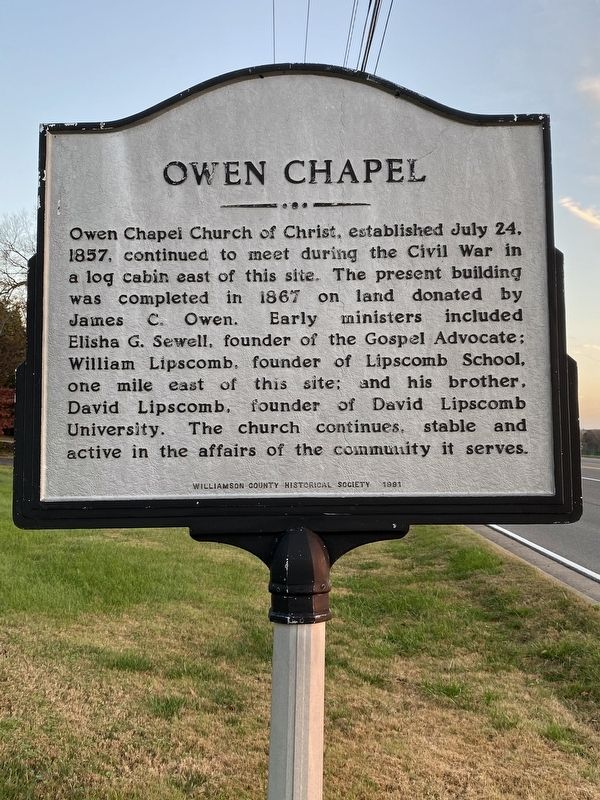 Owen Chapel Marker. Click for full size. Owen Chapel Marker image. Click for full size.