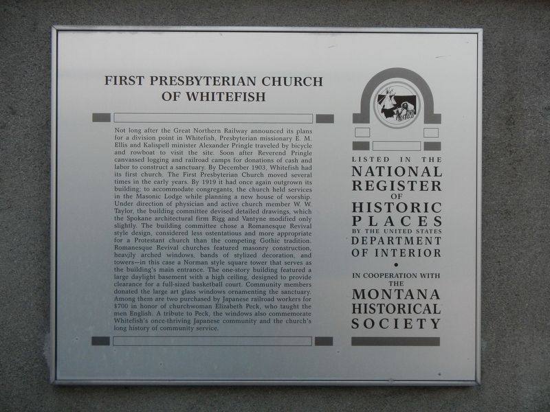 First Presbyterian Church of Whitefish Marker image. Click for full size.