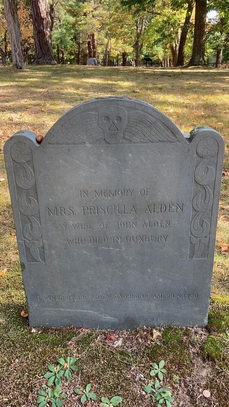Priscilla Alden's gravestone image. Click for full size.