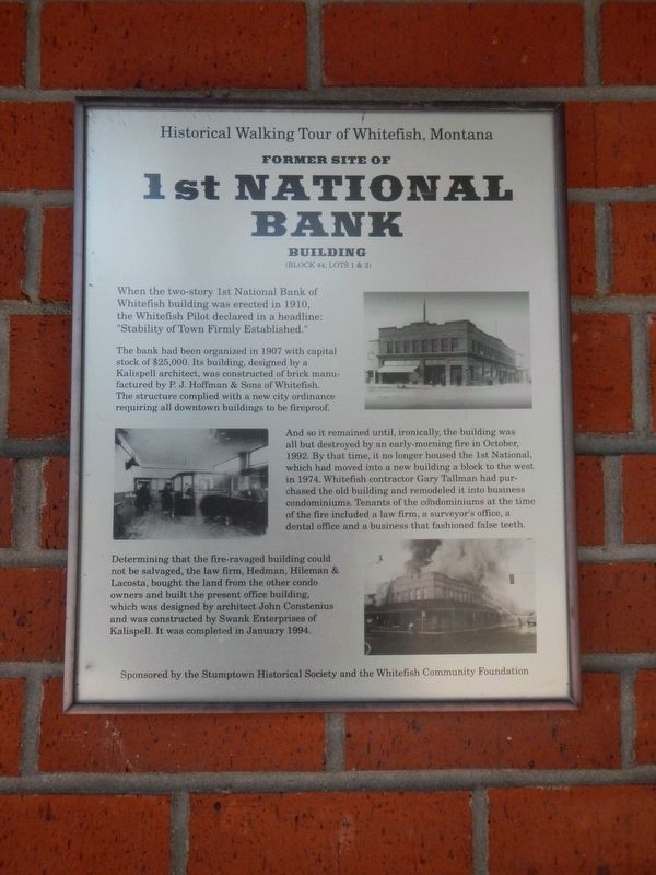 Former Site of 1st National Bank Building Marker. Click for full size. Former Site of 1st National Bank Building Marker image. Click for full size.